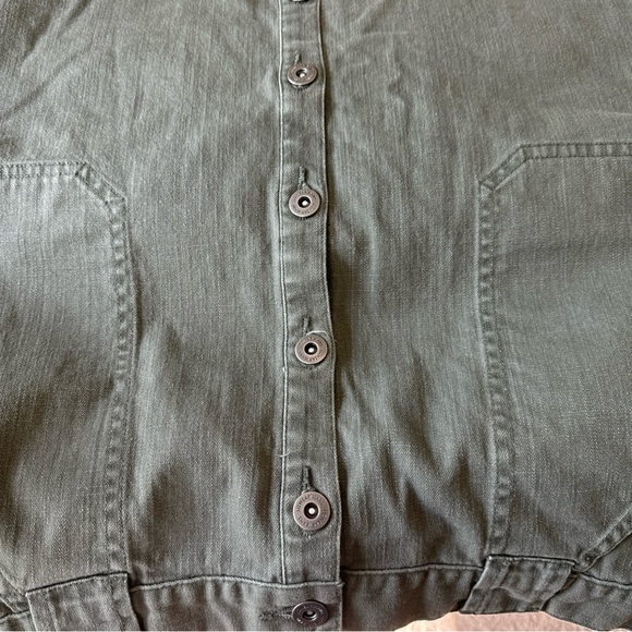 Vintage Liz Wear jeans Front Skirt Safari Utilitarian Army Green Pockets Size 10 - Picture 4 of 8